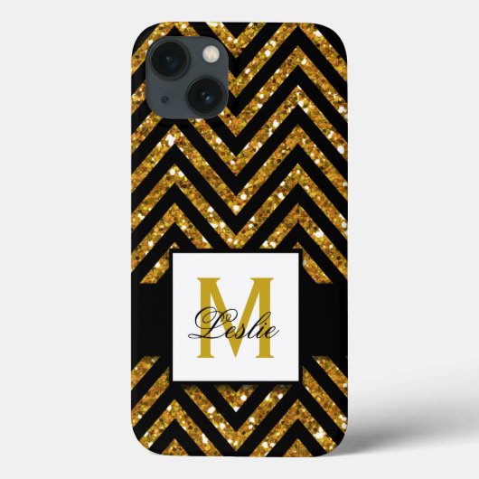 MEESTE, PERSONALISEERDE GOUD GLITTER CHEVRON PATTE Case-Mate iPhone CASE (Achterkant)