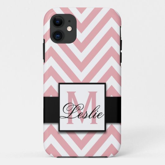 MEESTE, PERSONALISEERDE KORAL PINK CHEVRON PATTERN Case-Mate iPhone CASE (Achterkant)