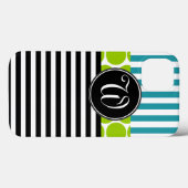 MEESTE TURQUOÏE GREEN ZWARTE STRIPES MONOGRAM Case-Mate iPhone CASE (Achterkant (horizontaal))