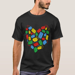 Meester Bouwer Blok Baksteen Bouwen Hart Valentin T-shirt