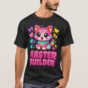 Meester bouwer meisjes kinderen bouwstenen kat t-shirt