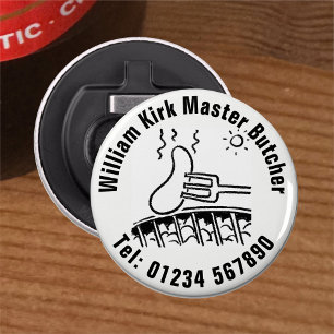 Meester Butcher. slagerij Button Flesopener