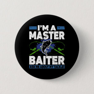 Meester Iter-shirt Grappig Vissen Visser Vis  Ronde Button 5,7 Cm