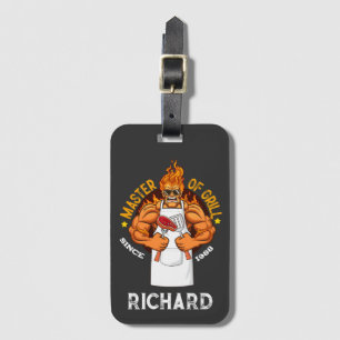 Meester van Grill Fathers Day Gift BBQ Chef Dad Bagagelabel