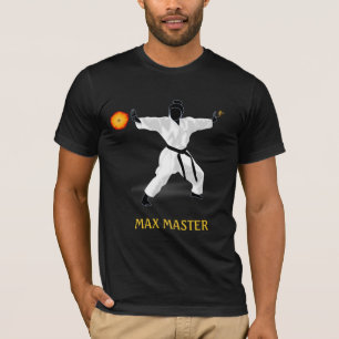 Meester zwarte band, vuurbal en kalligrafie t-shirt