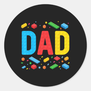 Meesterbouwer bouwstenen Familie vader Ronde Sticker