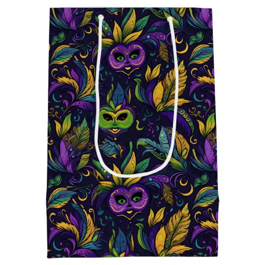 Meesterwerk Mardi Gras Maskers patroon Medium Cadeauzakje (Achterkant)