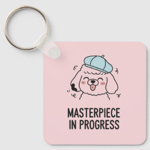 Meesterwerk Poodle Rozeroze Artistieke Meisjesacht Sleutelhanger