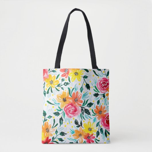 Meestkleurige Waterverf Floral Pattern Tote Bag (Voorkant)