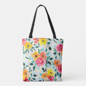 Meestkleurige Waterverf Floral Pattern Tote Bag (Achterkant)