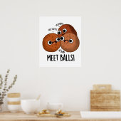 Meet-balls Funny Social Meatball Pun Poster (Keuken)