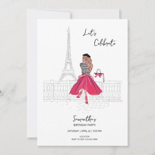 Meet Me in Paris – Birthday Party Invitation (Devant)