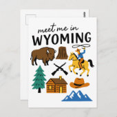 Meet Me In Wyoming Cowboy Bison Devils Tower Briefkaart (Voorkant / Achterkant)