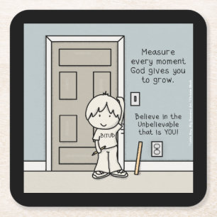 Meetbare momenten vierkante kartonnen onderzetter