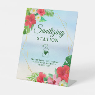 Meetstation Tropische Floral Gold Geometric Reclamebord Met Voetstuk