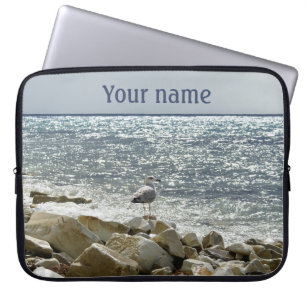 meeuw en zee branding laptop sleeve