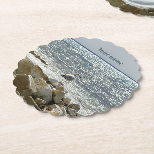 Meeuw en zee kartonnen onderzetters (Gekanteld)