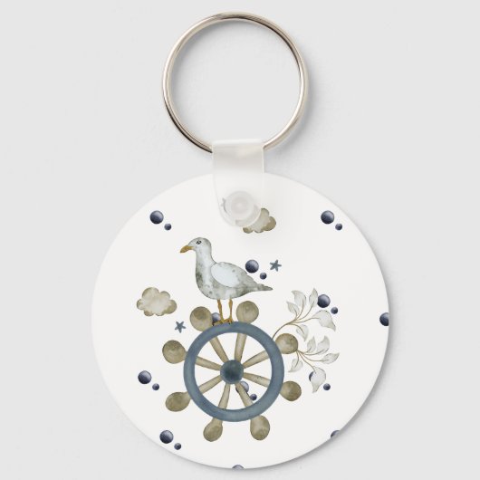 meeuw hitching een rit sleutelhanger (Voorkant)