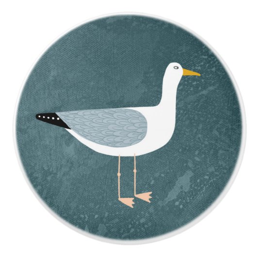 meeuw-nautische kustvogel keramische knop (Voorkant)