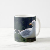Meeuw Rustend Op Afsluitpaal Wilde Natuur Vogel Ka Koffiemok (Voorkant rechts)