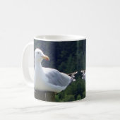 Meeuw Rustend Op Afsluitpaal Wilde Natuur Vogel Ka Koffiemok (Voorkant links)