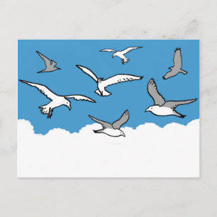 Meeuwen in vlucht briefkaart