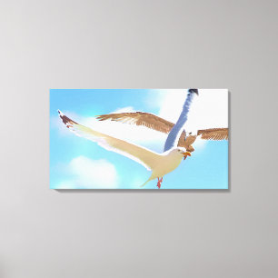 Meeuwen in vlucht gewikkelde canvasprint canvas afdruk