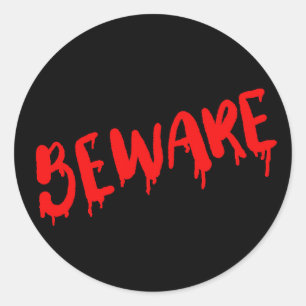 Méfiez-vous goutte de sang Halloween autocollant