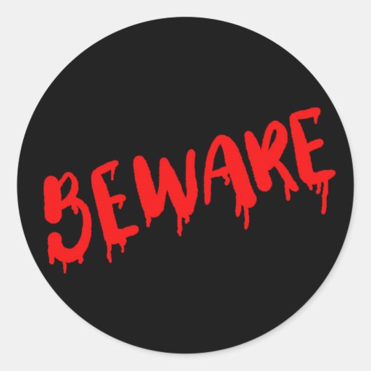 Méfiez-vous goutte de sang Halloween autocollant (Devant)