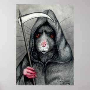 Méfiez-vous Grim Reaper Rat Poster