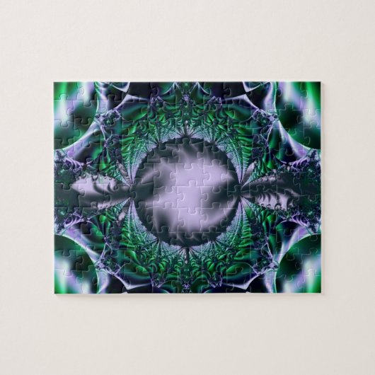 Meg | Groene en blauwe fractale kunst Legpuzzel (Horizontaal)