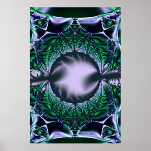 Meg  Groene en blauwe fractale kunst Poster