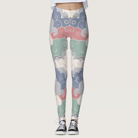 Mega Cloud Scroll | Leggings à motif batik (Devant)