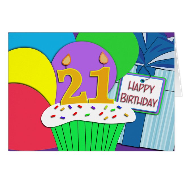 Mega Happy 21st Birthday Kaart (Voorkant Horizontaal)
