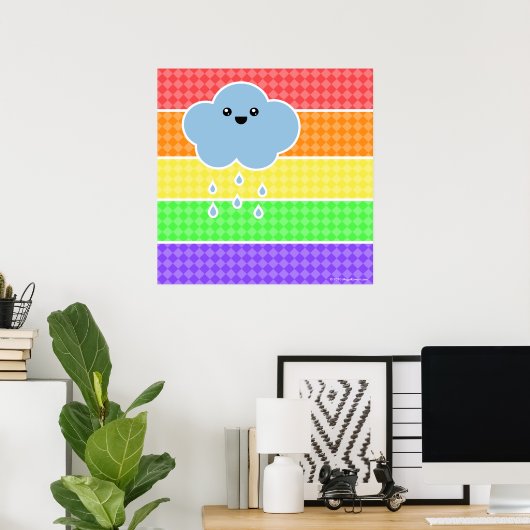 Mega Kawaii Happy Cloud Rainbow Poster (Bureau à domicile)