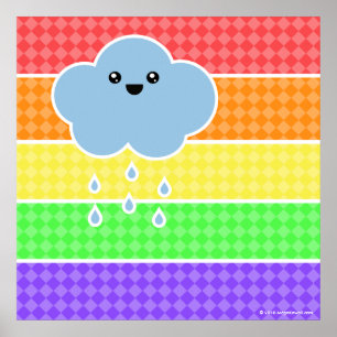 Mega Kawaii Happy Cloud Rainbow Poster