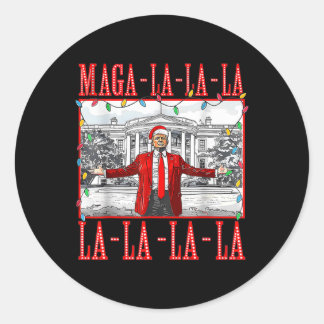 Mega La La La Kerstman Grappig Trump Xmas Paj Ronde Sticker