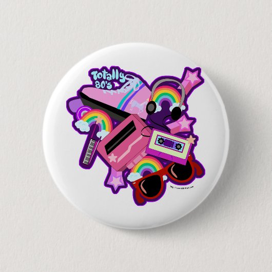 Mega Neon 80s-ontwerp Ronde Button 5,7 Cm (Voorkant)