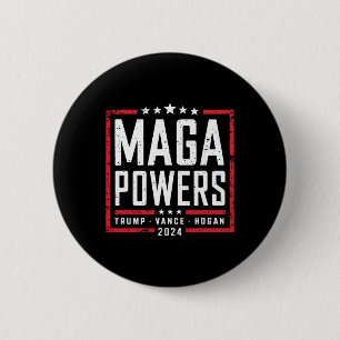 Mega Powers Trump Vance Hogan 2024 Patriottisch Gr Ronde Button 5,7 Cm