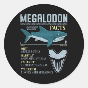 Megalodon Feiten Meg Prehistorische Haai Tand Foss Ronde Sticker