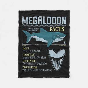 Megalodon feiten Meg prehistorische haaientand fos Fleece Deken