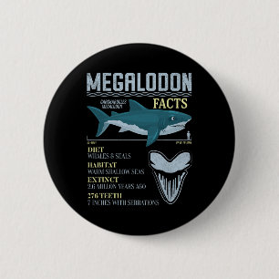 Megalodon feiten Meg prehistorische haaientand fos Ronde Button 5,7 Cm