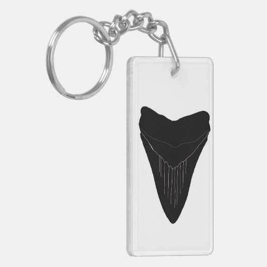 Megalodon Shark Tooth Sleutelhanger (Voorkant Links)