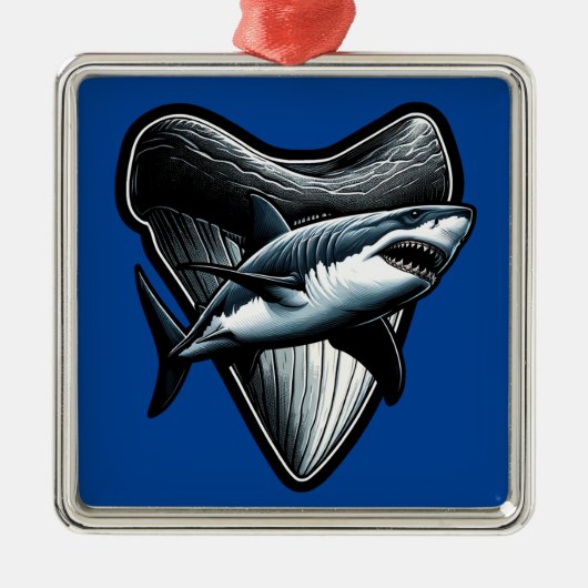 Megalodon tand metalen ornament (Voorkant)