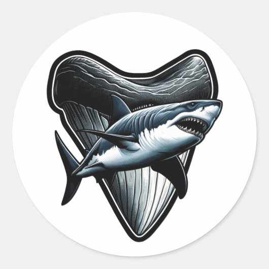 Megalodon tand ronde sticker (Voorkant)