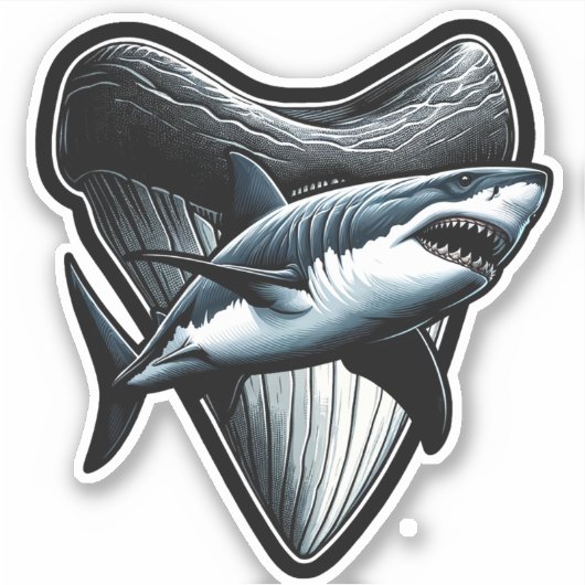 Megalodon tand sticker (Voorkant)