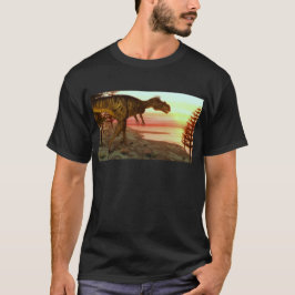 Megalosaurus dinosaur die naar de oceaan loopt t-shirt