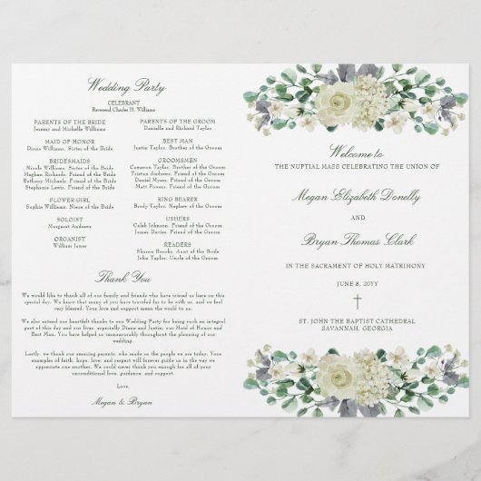 Megan Catholic Mariage Mass Cérémonie Programme (Devant)