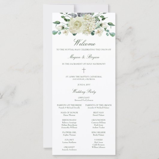 Megan Catholic Wedding Programme avec Masse (Devant)