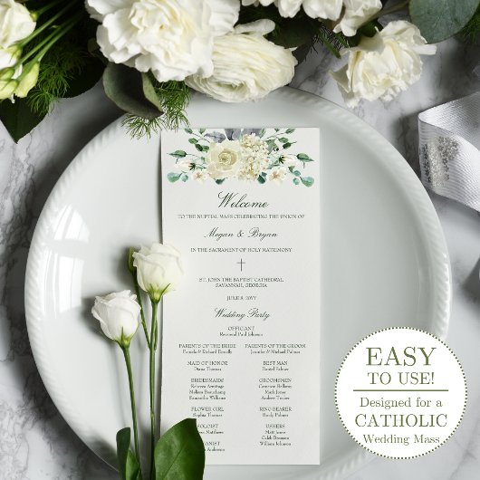 Megan Catholic Wedding Programme avec Masse